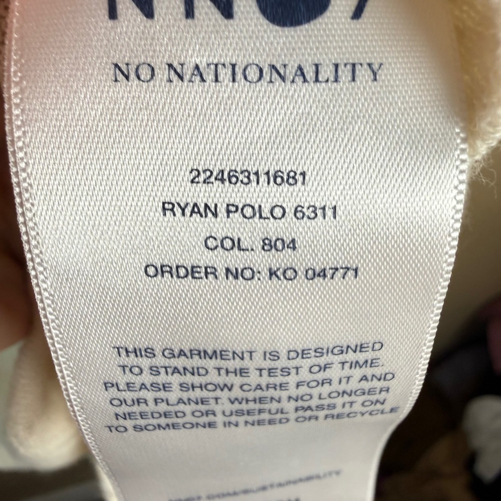 NN07 Ryan Polo 6311 Mens Medium Cream Cotton Linen Italian Yarn Knit Old Money - Picture 6 of 10